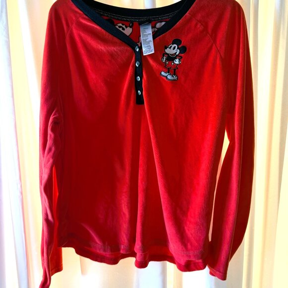 Women's Disney Mickey Mouse Soft Fleece Red Pajama Top & Bottom Size XL (16-18) - Picture 2 of 11